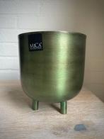 Groen metalen plantenpotje van het merk MiCa Ø13,5xH15 cm, Ophalen of Verzenden, Zo goed als nieuw, Rond, Minder dan 25 cm