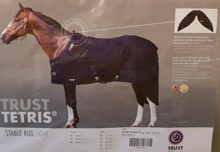 Paardendeken TRUST Stable Rug Light 125/175/6.0 Bruin OP=OP!, Dieren en Toebehoren, Paarden en Pony's | Dekens en Dekjes, Nieuw