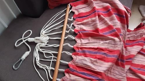 Hangmat  rood paars wit met extra carabijnhaken - bieden, Tuin en Terras, Hangmatten, Zo goed als nieuw, Eenpersoons, Opvouwbaar