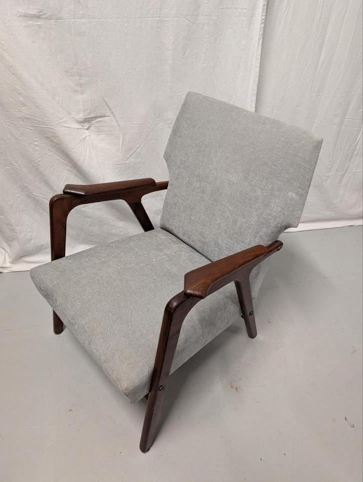 Vintage lounge fauteuil wingback chair - 50s, Huis en Inrichting, Fauteuils, Gebruikt, Hout, Stof, 50 tot 75 cm, 75 tot 100 cm