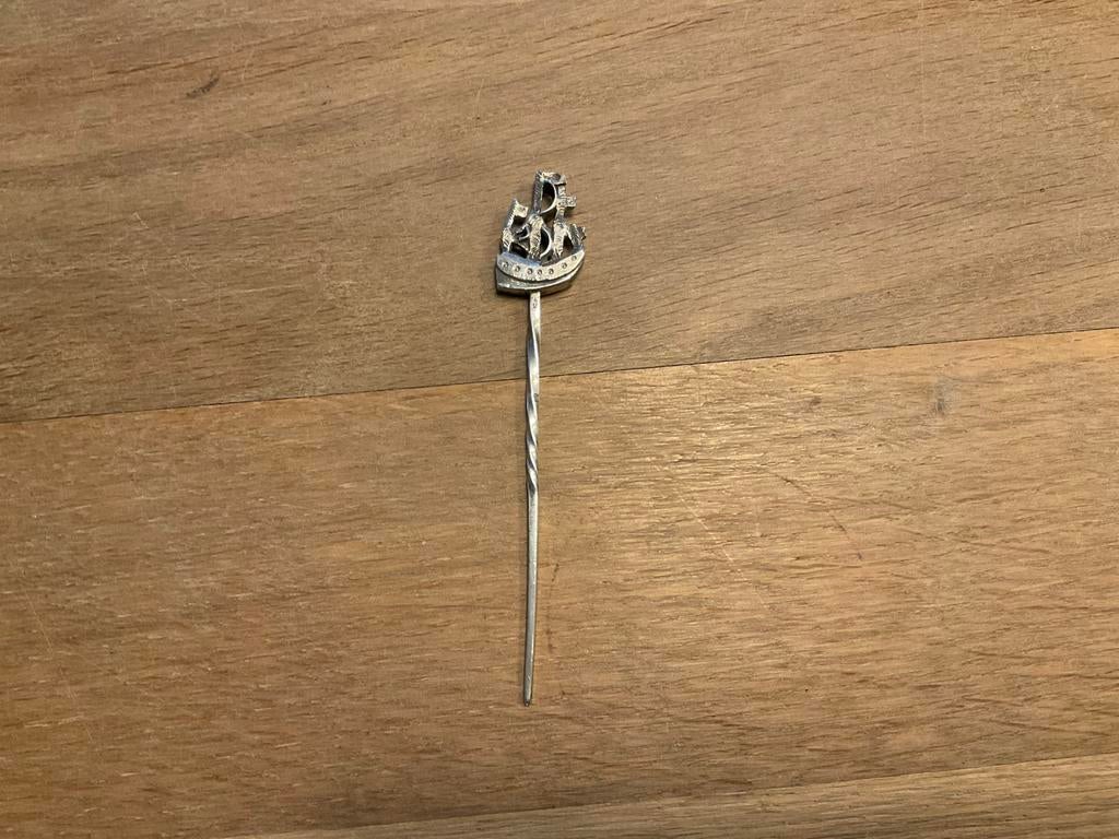 Zilveren pijpenwroeter met als bekroning een driemaster ., Antiek en Kunst, Ophalen of Verzenden