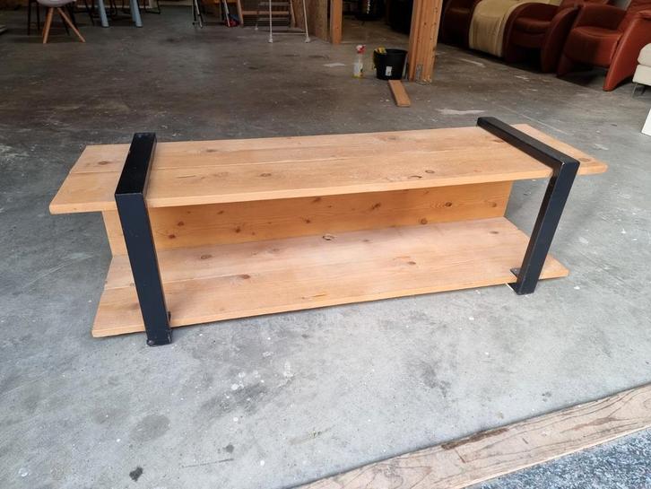 Industrieel TV Meubel - Staal & Steigerhout, Huis en Inrichting, Kasten | Televisiemeubels, Gebruikt, Ophalen