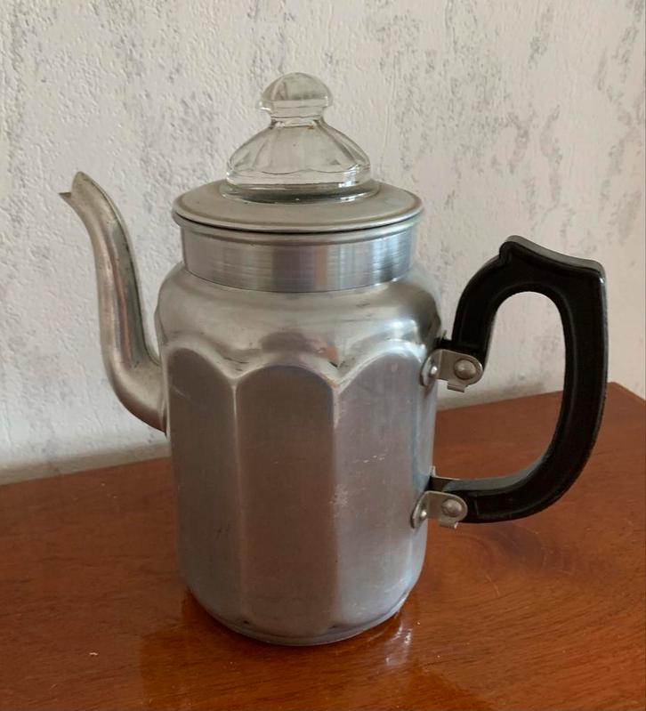 Vintage Aluminium Koffiepot met Glazen Deksel, Antiek en Kunst, Antiek | Keukenbenodigdheden, Ophalen