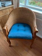 Rotan fauteuil met houten frame, Huis en Inrichting, Fauteuils, Ophalen, Gebruikt, Minder dan 75 cm, 50 tot 75 cm