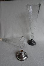 2 kristallen vazen met verzilverde voet, Antiek en Kunst, Antiek | Glas en Kristal, Ophalen of Verzenden