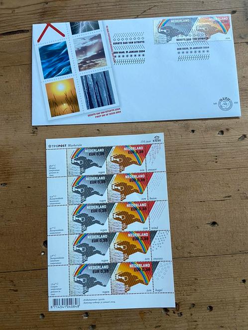 Eerste dag envelop + zegel vel 100 jaar KNMI (2004), Postzegels en Munten, Postzegels | Eerstedagenveloppen, Onbeschreven, Nederland