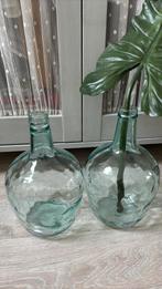 Set van twee of drie glazen turquoise vazen, Blauw, Ophalen of Verzenden, Minder dan 50 cm, Glas