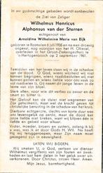 Sterren Wilhelmus 1935 Rosmalen 1961 Den Bosch  ongeval, Verzamelen, Bidprentjes en Rouwkaarten, Ophalen of Verzenden, Bidprentje