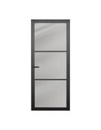 Zwarte binnendeur met glas stomp en opdek | staallook, Doe-het-zelf en Verbouw, Deuren en Horren, Niet ingevuld, 80 tot 100 cm