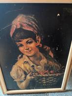 Vintage Schilderij Meisje met Kersen, Antiek en Kunst, Ophalen of Verzenden