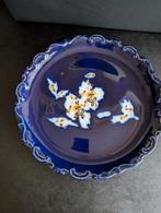 Antiek Blauw Bord met Bloemmotief, Ophalen of Verzenden
