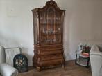 Prachtige notenhouten vitrinekast, Ophalen, Gebruikt, 100 tot 150 cm, 200 cm of meer