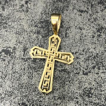 14 karaats gouden kruis hanger versace schakel beschikbaar voor biedingen