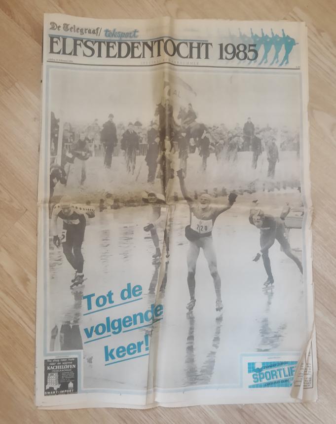 Elfstedentocht 1985 - De Telegraaf Krant, Verzamelen, Tijdschriften, Kranten en Knipsels, Krant, Nederland, 1980 tot heden, Verzenden