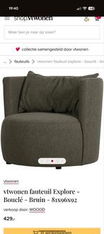 vtwonen explore fauteuil - bouclé - bruin - 81x96x92, Huis en Inrichting, Fauteuils, Ophalen, 75 tot 100 cm, Zo goed als nieuw