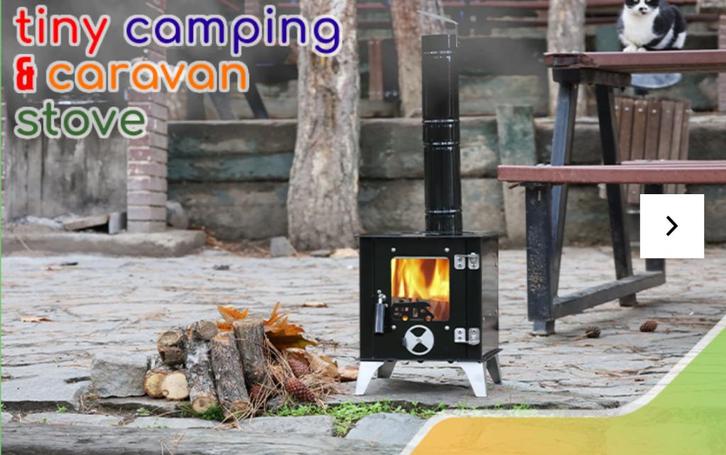 Tentkachel -Tiny Camping Houtskachel – Zwart– Met Kachelpijp, Huis en Inrichting, Kachels, Nieuw, Vrijstaand, Houtkachel, Hout