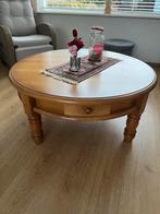 Massief houten salontafel met 4 laden, Gebruikt, Minder dan 50 cm, Eikenhout, Rond