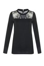 C&S shirt lange mouw met kant zwart, C&S, Zwart, Maat 42/44 (L), Nieuw