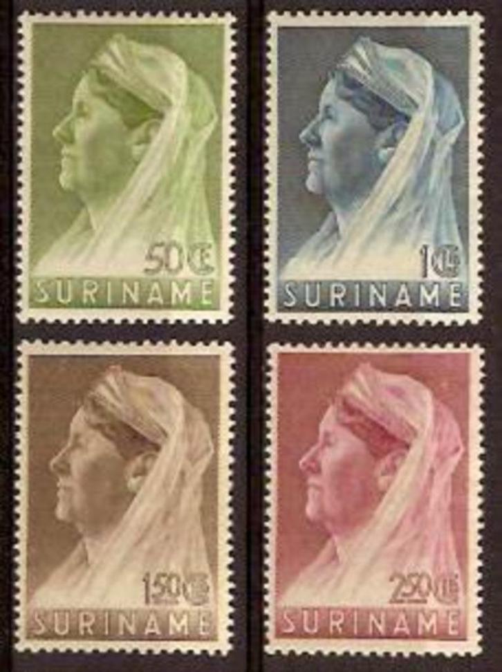 Suriname NVPH nr 175/8 postfris Koningin Wilhelmina 1936, Postzegels en Munten, Postzegels | Suriname, Postfris, Verzenden