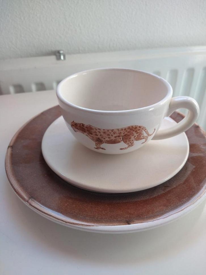 Panter Ontbijtset Bord, Kop & Schotel, Huis en Inrichting, Keuken | Servies, Gebruikt, Kop(pen) en/of Schotel(s), Overige stijlen