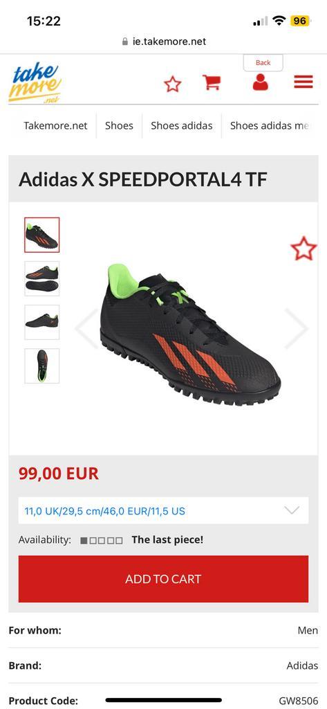 Kunstgras voetbalschoenen adidas maat 46 pasvorm, Sport en Fitness, Loopsport en Atletiek, Nieuw, Adidas, Ophalen of Verzenden