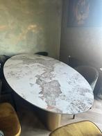 Ovale gouden marmeren eettafel Toulouse, 100 tot 150 cm, Ophalen of Verzenden, Vijf personen of meer, Metaal
