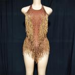 Dames gouden glitter bodysuit / jumpsuit festival outfit, Verzenden, Nieuw, Kleding