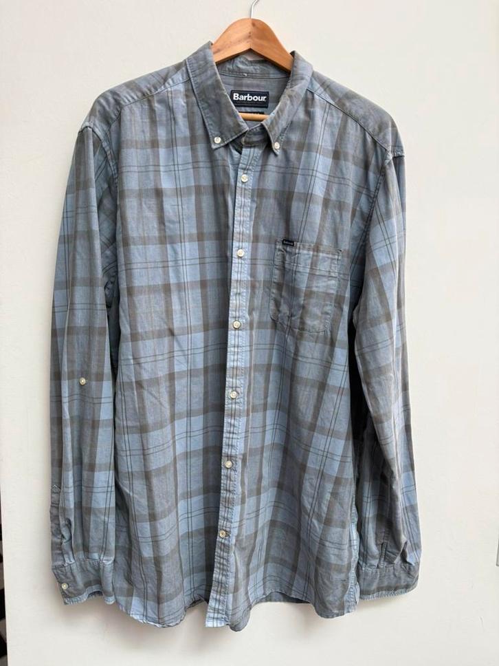 Barbour heren overhemd – blauw ruitpatroon – maat XXL, Kleding | Heren, Overhemden, Zo goed als nieuw, Overige halswijdtes, Blauw