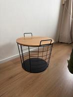 Zwarte ijzeren mand met houten deksel, Huis en Inrichting, Minder dan 45 cm, Minder dan 55 cm, Gebruikt, Rond