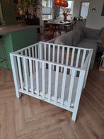 Bopita box - Witte houten babybox met matras, Ophalen, Gebruikt, Vierkant, In hoogte verstelbaar