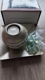 Waxinehouder met onderbord en steentjes, Ophalen of Verzenden, Nieuw, Overige materialen, Minder dan 25 cm