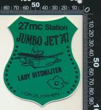 Sticker: 27 MC Station Jumbo Jet 747 - Zutphen, Verzamelen, Ophalen of Verzenden