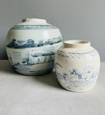 Oude Chinese (gember)potten wit blauw handbeschilderd, Antiek en Kunst, Antiek | Keramiek en Aardewerk, Ophalen of Verzenden