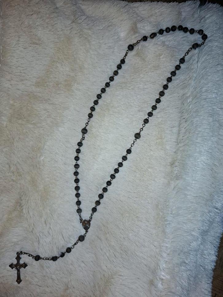 Oude zwarte paternoster, begin 1900, Antiek en Kunst, Antiek | Religie, Ophalen of Verzenden