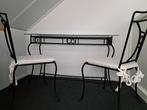 Glazen / gietijzeren tafel, inclusief 2 stoelen, Ophalen
