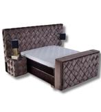 Luxe Boxspring XXL hoofdbord gevlochten Hotel Chique luxe, Bruin, Ophalen of Verzenden, 180 cm, 200 cm