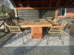 Houten vuurtafel op gas voor buiten,teakhout 200x100cm, Ophalen of Verzenden, Zo goed als nieuw, Rechthoekig, Teakhout