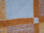 Mooie vintage oranje geblokte deken acryl velours, Huis en Inrichting, Ophalen of Verzenden, Zo goed als nieuw, N.v.t, N.v.t