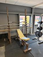 Complete krachttrainingsset, halters, bank, gewichten, Ophalen, Zo goed als nieuw, Rug