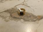 Gouden zegelring met zwarte steen, Sieraden, Tassen en Uiterlijk, Ringen, 20 of groter, Heer, Ophalen of Verzenden, Zo goed als nieuw