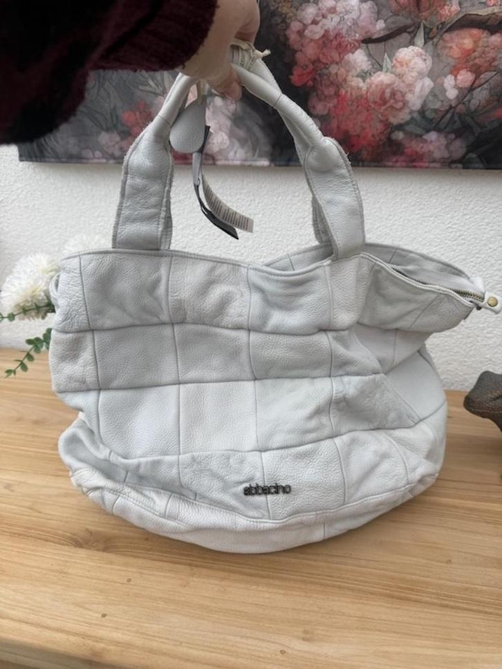 Luxe wit leren tas Abbacino, Sieraden, Tassen en Uiterlijk, Tassen | Schoudertassen, Nieuw, Wit, Leer, Verzenden