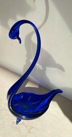 Zwaan blauw geblazen glas vintage, Ophalen of Verzenden