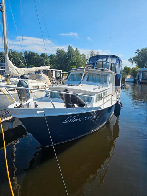Kruiser motorboot boeg en hekschroef, Watersport en Boten, Motorboten en Motorjachten, Zo goed als nieuw, Staal, Diesel, 50 pk of meer