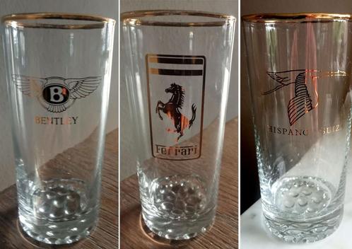 FERRARI, BENTLY en HISPANO SUIZA LONGDRINK GLAZEN, Verzamelen, Glas en Borrelglaasjes, Zo goed als nieuw, Overige typen, Ophalen of Verzenden