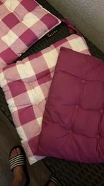 3 tuinkussens 40 40cm roze geblokt, Ophalen of Verzenden, Zo goed als nieuw