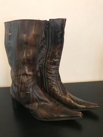 Cowboy Laarzen Leder maat 41 bruin/brons beschikbaar voor biedingen