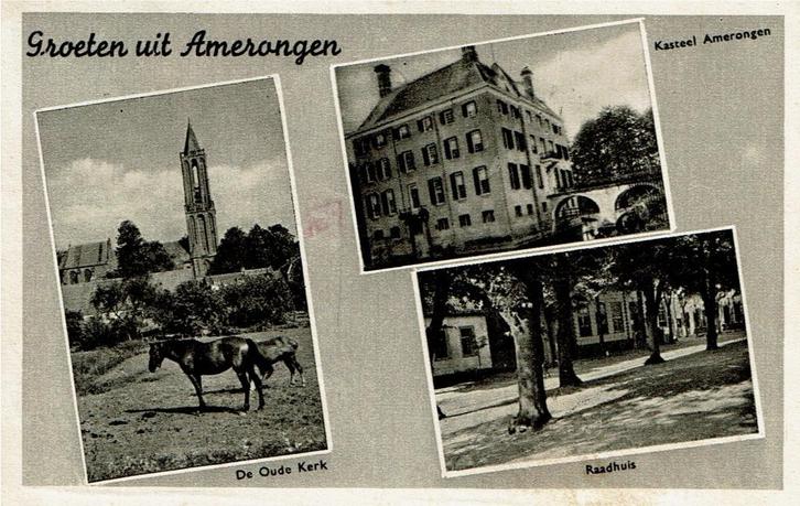 Ansichtkaart Amerongen , de Oude kerk, kasteel, raadhuis, Verzamelen, Ansichtkaarten | Nederland, Gelopen, Utrecht, 1980 tot heden