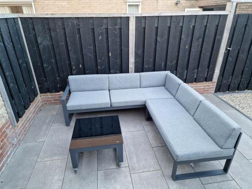 Loungeset antraciet met aluminium frame en tafel, Tuin en Terras, Tuinsets en Loungesets, Gebruikt, Loungeset, Aluminium, Ophalen