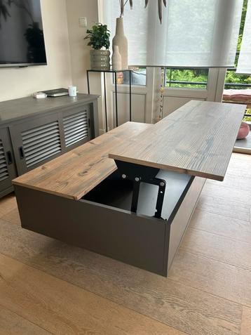 Uitklapbare salontafel - bruin/grijs beschikbaar voor biedingen