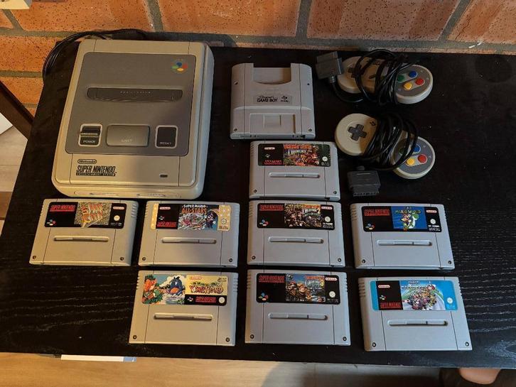 Super Nintendo inclusief controllers en games, Spelcomputers en Games, Spelcomputers | Nintendo Super NES, Gebruikt, Met 2 controllers
